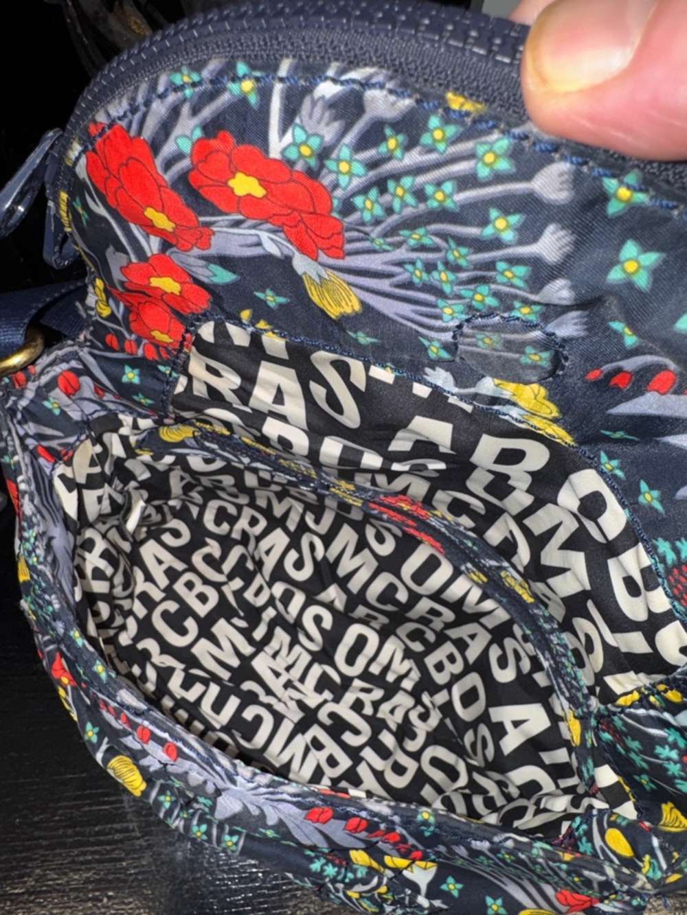 Marc Jacobs Natasha Quilted Floral Crossbody Blue with Red & Yellow Flowers - Picture 12 of 17